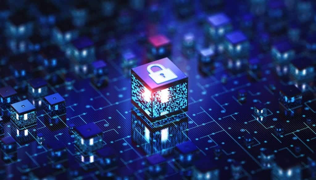 digital lock representing cybersecurity encryption and data protection systems