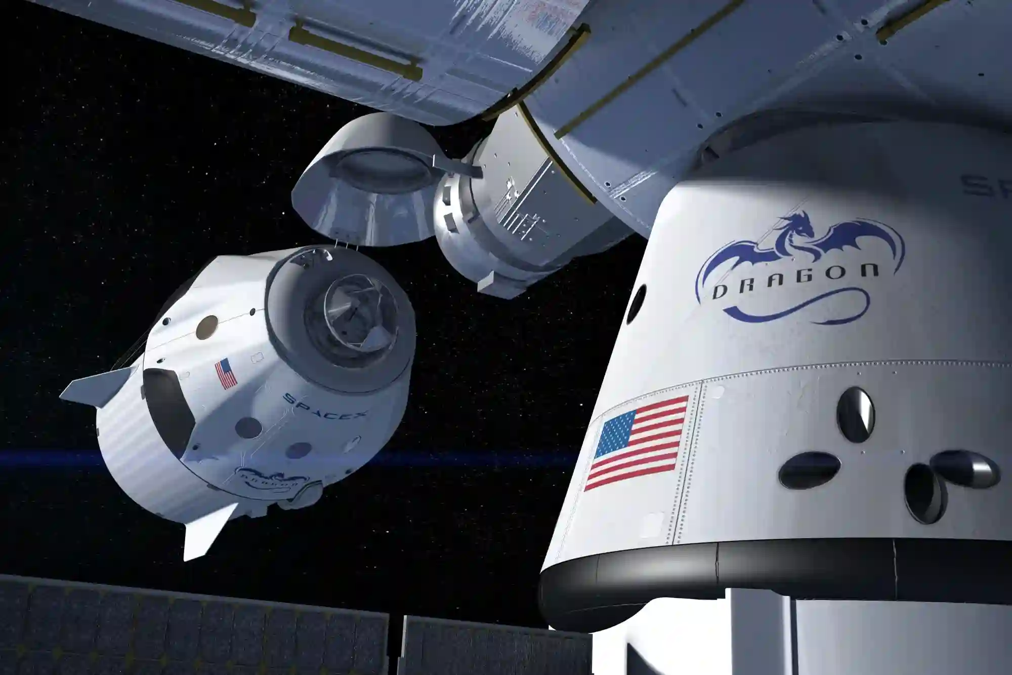 SpaceX Dragon spacecraft approaching the International Space Station for docking during a NASA crew mission in orbit