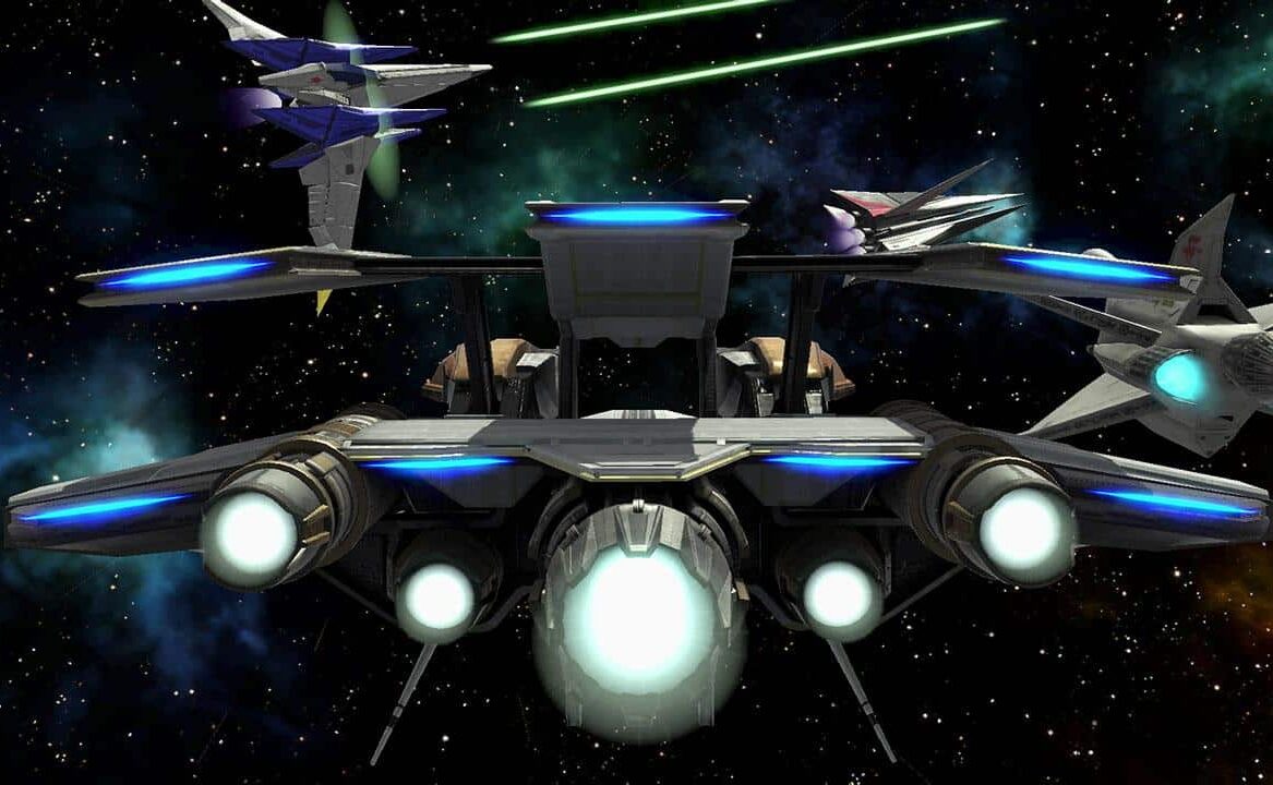 Arwing spaceship cockpit view from Star Fox game